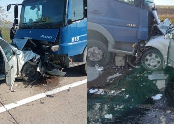 Accident violent la Sîngerei. Două persoane, transportate de urgență la spital