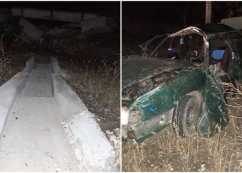 Grav accident la Fălești. Trei tineri și două minore au ajuns la spital, după ce s-au rostogolit cu mașina într-un șanț