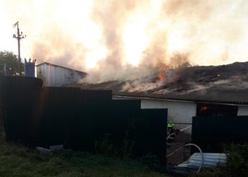 Incendiu la Bălțata: 5 echipaje de salvatori și pompieri au luptat cu focul. Peste o mie de metri pătrați, afectați de flăcări | VIDEO