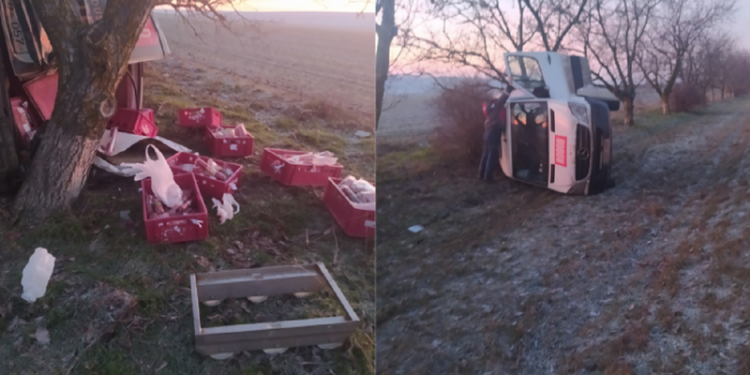 Un microbuz încărcat cu salamuri s-a răsturnat pe traseul Bugeac-Ciucur Mingir