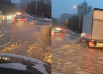 „Va fi patinoar”. O stradă din Chișinău a fost inundată