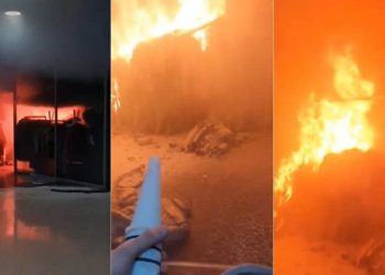 Panică într-un centru comercial din capitală: Un butic cu haine a ars ca o torță | VIDEO