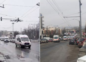 Zeci de ambulanțe, însoțite de polițiști, au fost observate pe străzile Chișinăului | VIDEO