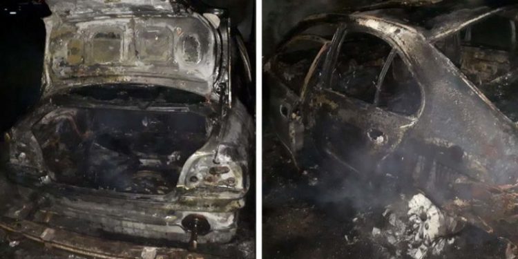 O mașină a luat foc pe o stradă din raionul Hîncești