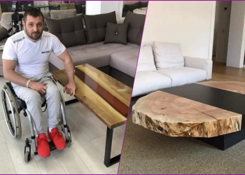 Cu mâini de aur și visuri în față: Un lemnar confecționează și vinde mese 3D pentru a putea merge din nou | VIDEO