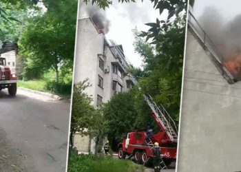 Mansarda unui bloc de locuit din capitală a luat foc