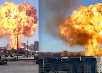 Cel puţin 16 persoane au fost internate la spital cu arsuri, după ce o staţie PECO din Novosibirsk a luat foc | VIDEO