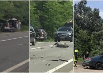 Accident în lanț, cu 5 mașini, la Criuleni: O persoană, în stare de șoc | FOTO