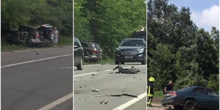 Accident în lanț, cu 5 mașini, la Criuleni: O persoană, în stare de șoc | FOTO