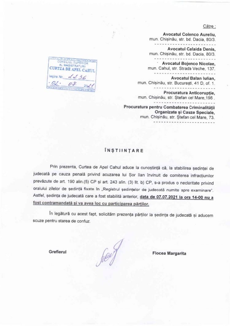 Ilan Șor: Scopul real al Curții de Apel Cahul este să împiedice participarea mea la alegeri | DOC