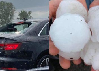 Sute de mașini avariate pe o autostradă din Italia de grindină de mărimea unei mingi de tenis | VIDEO