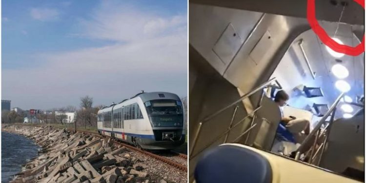 Clipe de groază într-un tren Mangalia-București, după ce toaleta dintr-un vagon s-a defectat și a împroșcat călătorii cu dejecții | VIDEO