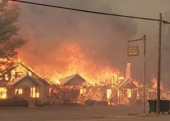 В США лесной пожар полностью уничтожил город