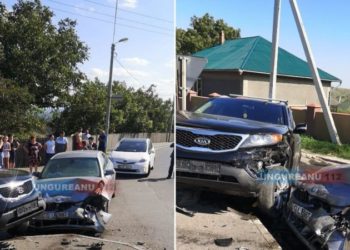 Un șofer a intrat cu BMW-ul într-o mașină parcată pe marginea carosabilului: Ar fi pierdut controlul volanului