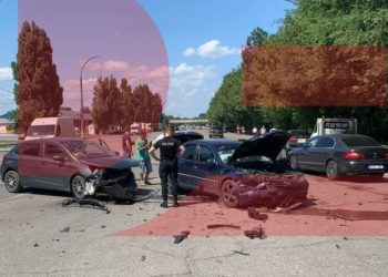 S-a pornit să-și ducă soția la maternitate, dar a nimerit într-un accident pe Calea Basarabiei. Femeia a ajuns la spital cu poliția