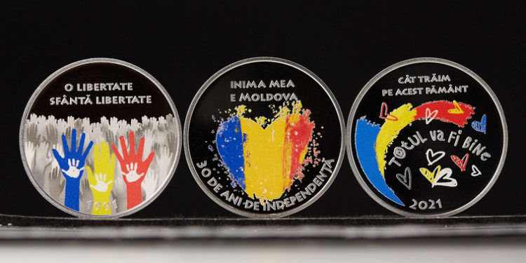 Set din trei monede dedicate celor 30 de ani de independență a R. Moldova, puse în circulație de BNM | VIDEO
