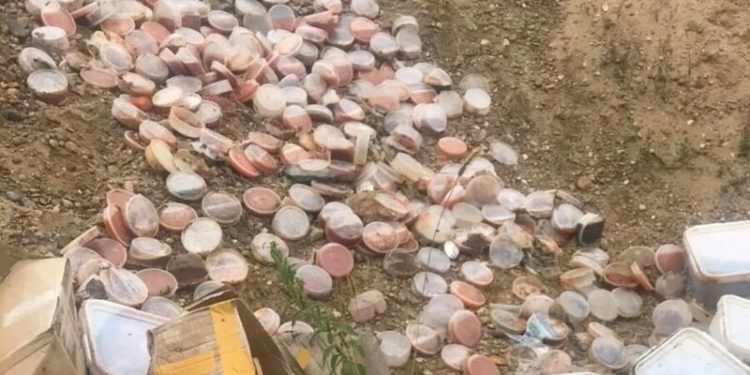 В России обнаружили свалку из контейнеров с красной икрой