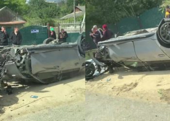 Accident de groază, la Hîncești. Un BMW, inversat. I-au sărit roțile | VIDEO