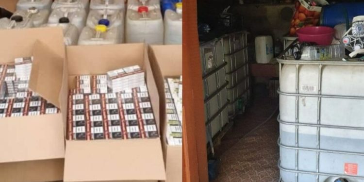 Sute de litri de alcool și mii de pachete cu țigări, ridicate de poliție. În schemă implicați doi bărbați și o femeie
