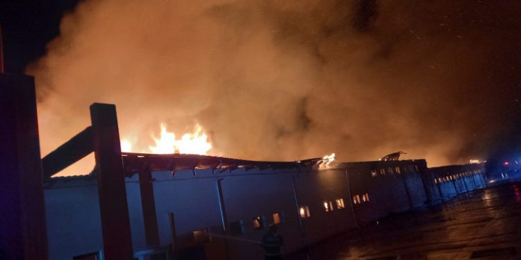 Incendiu puternic la o fabrică de pâine din județul Constanța. Flăcările se întind pe o suprafață de 1.400 de metri pătrați | VIDEO