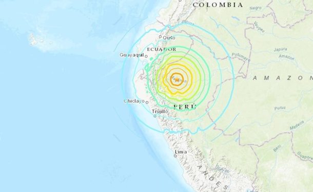 На севере Перу зафиксировали землетрясение магнитудой 7,5