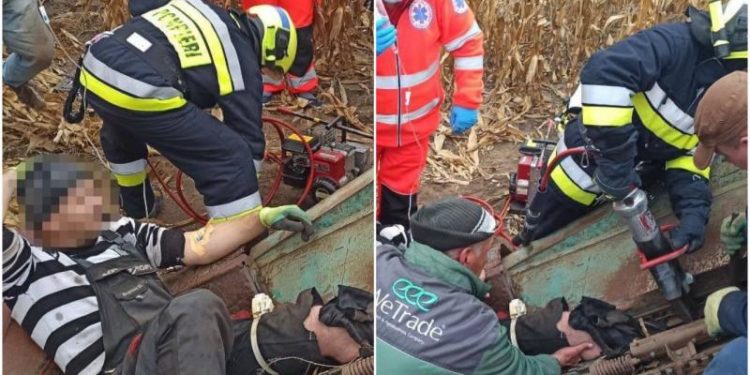 A rămas blocat cu piciorul în colectorul de porumb: Un bărbat de 26 de ani, ajutat de salvatorii din Comrat | FOTO