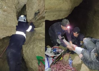 Operațiune de salvare în „Peștera Surprizelor”. Un tânăr a fost scos de pompieri de la o adâncime de 350 de metri | VIDEO