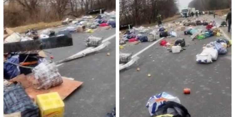 Impact violent, la Edineț! Zeci de colete, distruse și împrăștiate pe traseu | VIDEO