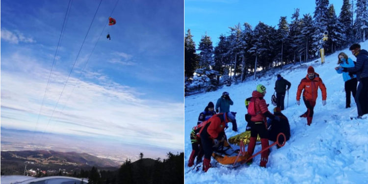 Un parapantist a căzut de la 40 de metri după ce s-a agățat în cablurile Telecabinei din Poiana Brașov | FOTO