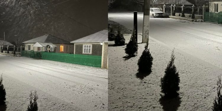 FOTO/VIDEO de poveste în nordul țării! Un strat subțire de zăpadă s-a așternut azi la Drochia