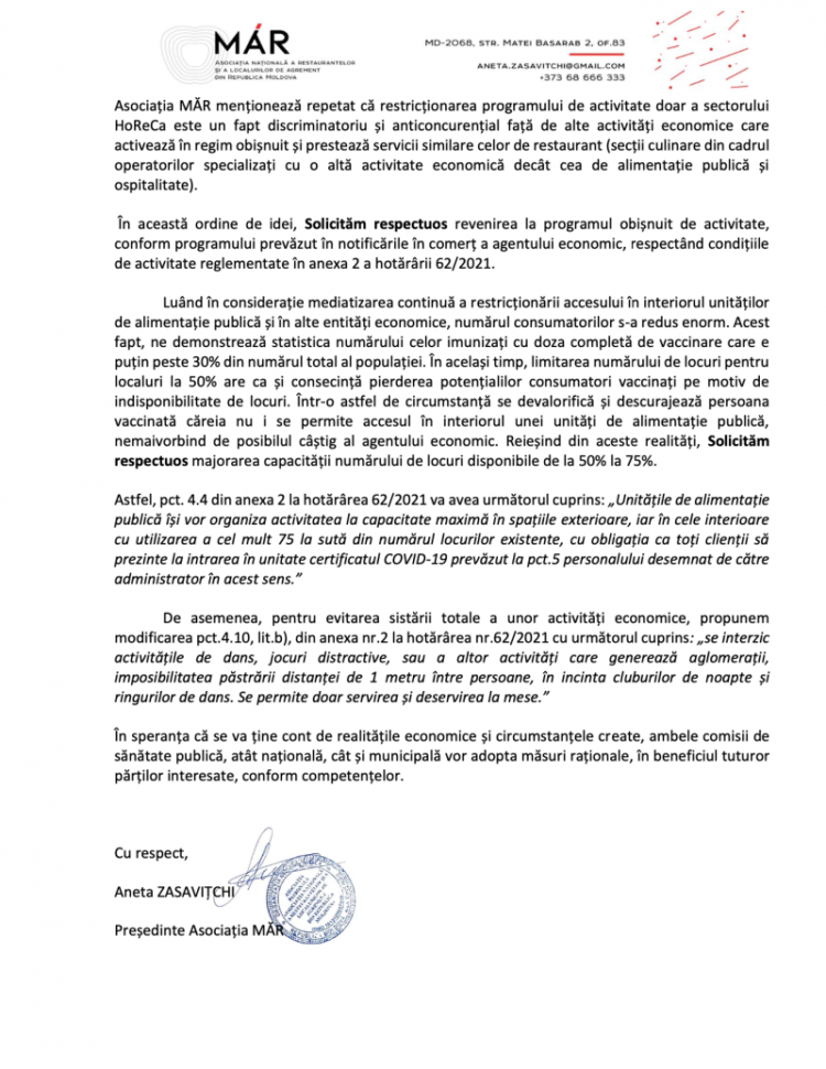 Horeca vrea să revină la normal: MĂR cere CNESP ridicarea restricțiilor după o scădere a infectărilor cu Covid-19