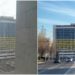„Nu războiului”: Culorile drapelului ucrainean, pe fațada Hotelului Național