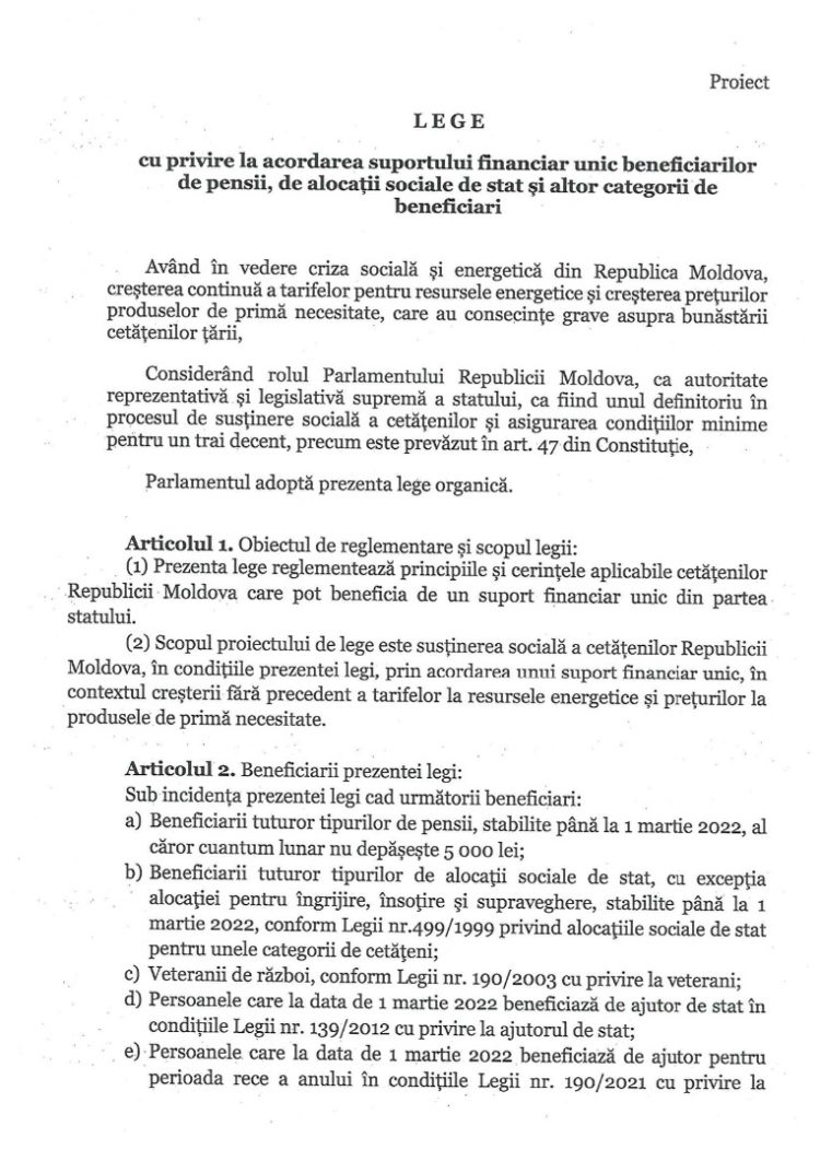 Ilan Șor cere ca cetățenilor să le fie acordat câte un ajutor unic de 10 mii de lei