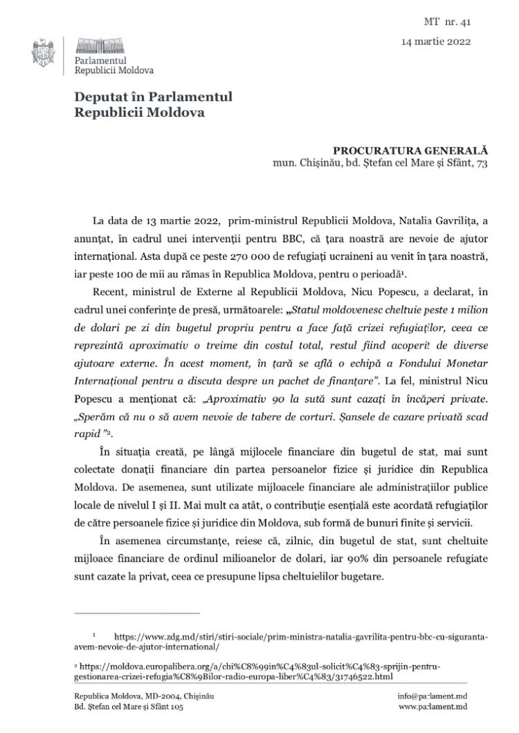 Partidul „ȘOR” vrea să afle dacă banii alocați pentru refugiați ajung la destinatari