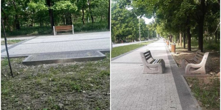 O altă bancă vandalizată într-un parc din capitală. Pretura de sector cere poliției să găsească făptașii | FOTO