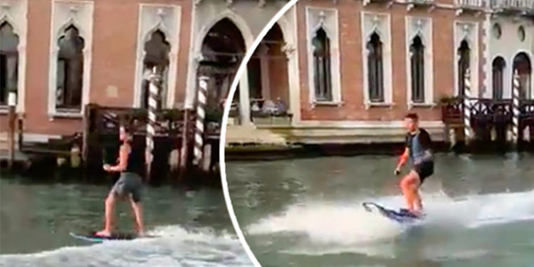 Мэр Венеции объявил охоту на «идиотов», занимавшихся серфингом в Гранд-канале | VIDEO