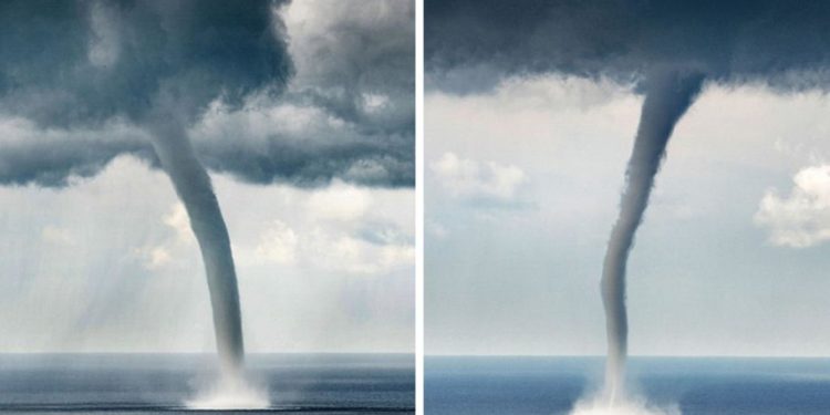 Un vârtej uriaș s-a format pe apă în peninsula Halkidiki din Grecia