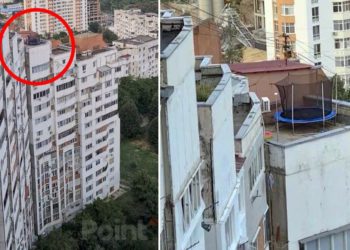 Trambulină pe un bloc de 15 etaje de la Botanica. Poliția s-a deplasat la fața locului