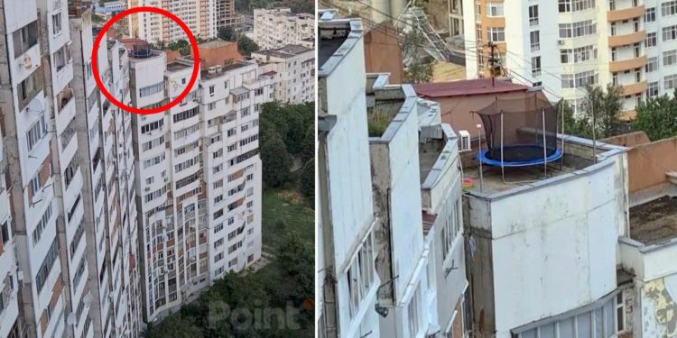 Trambulină pe un bloc de 15 etaje de la Botanica. Poliția s-a deplasat la fața locului