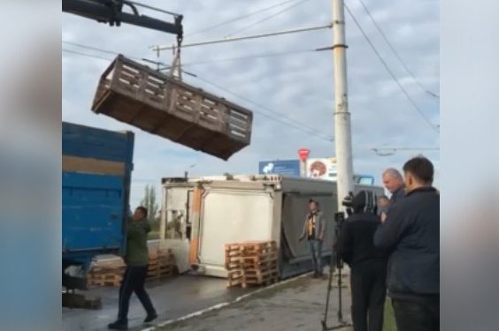 В Бендерах перевернулась фура, которая перевозила живых свиней