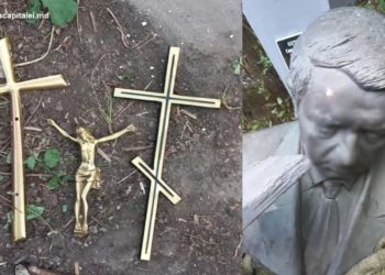 Un bărbat ar fi furat un monument de 81.000 de lei dintr-un cimitir din capitală ca să îl ducă la fier vechi | VIDEO