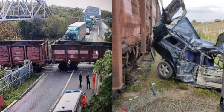 O mașină, boțită de un tren, la ieșirea de la vama Giurgiulești: Călătorii, îndemnați să opteze pentru alte puncte de trecere