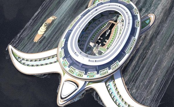 В Италии представили концепт плавучего города в форме черепахи