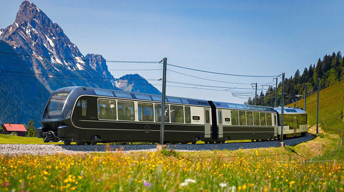 Elveția lansează un nou tren revoluționar. Poate sări de pe un ecartament pe altul și își reglează înălțimea vagoanelor