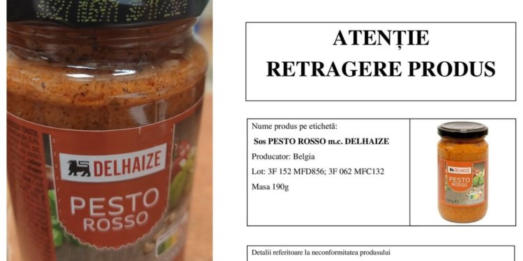 O rețea de supermarketuri din capitală anunță retragerea din comerț a Sosului PESTO ROSSO. Neconformitățile constatate