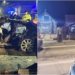 România: Un BMW a zburat în acoperișul unei case. Accident grav, produs în urma unei curse de mașini