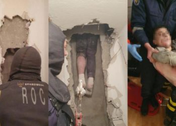 A rămas blocat în canalul de ventilare, la miezul nopții: Pompierii au demolat un perete ca să-l salveze
