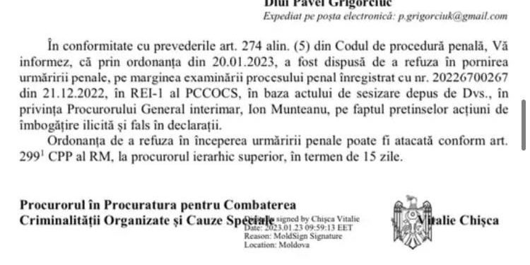 ULTIMA ORĂ! PCCOCS a refuzat pornirea urmăririi penale pe numele lui Ion Munteanu