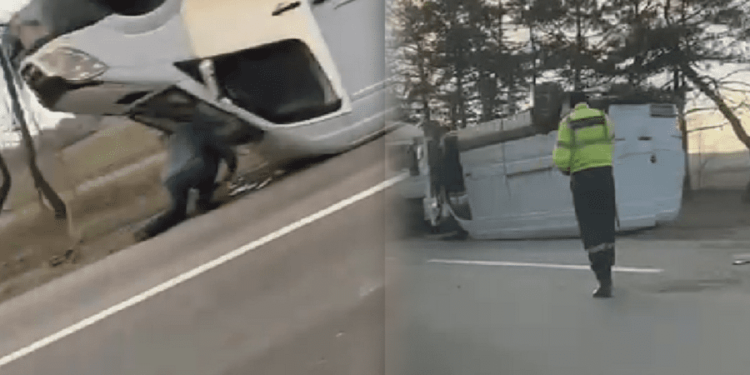 Недалеко от Бельц перевернулся микроавтобус