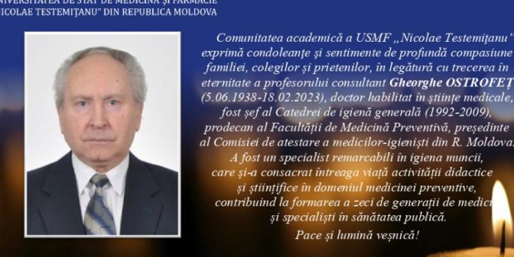 S-a stins din viață Gheorghe Ostrofeț, doctor habilitat în științe medicale: „O pierdere irecuperabilă pentru lumea științifică”